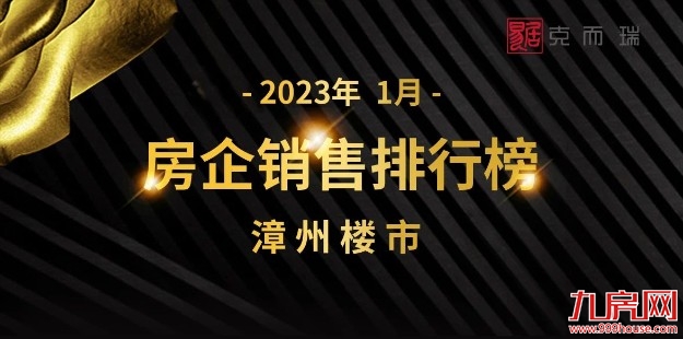 2023年1月漳州市区房企销售排行榜——九房网